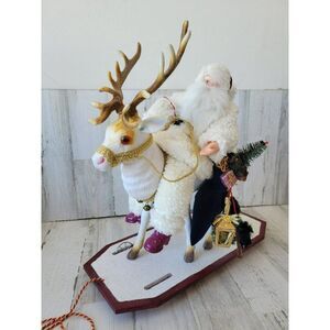 Radko ino Schaller paper mache rare reindeer Santa vintage as is Xmas decor